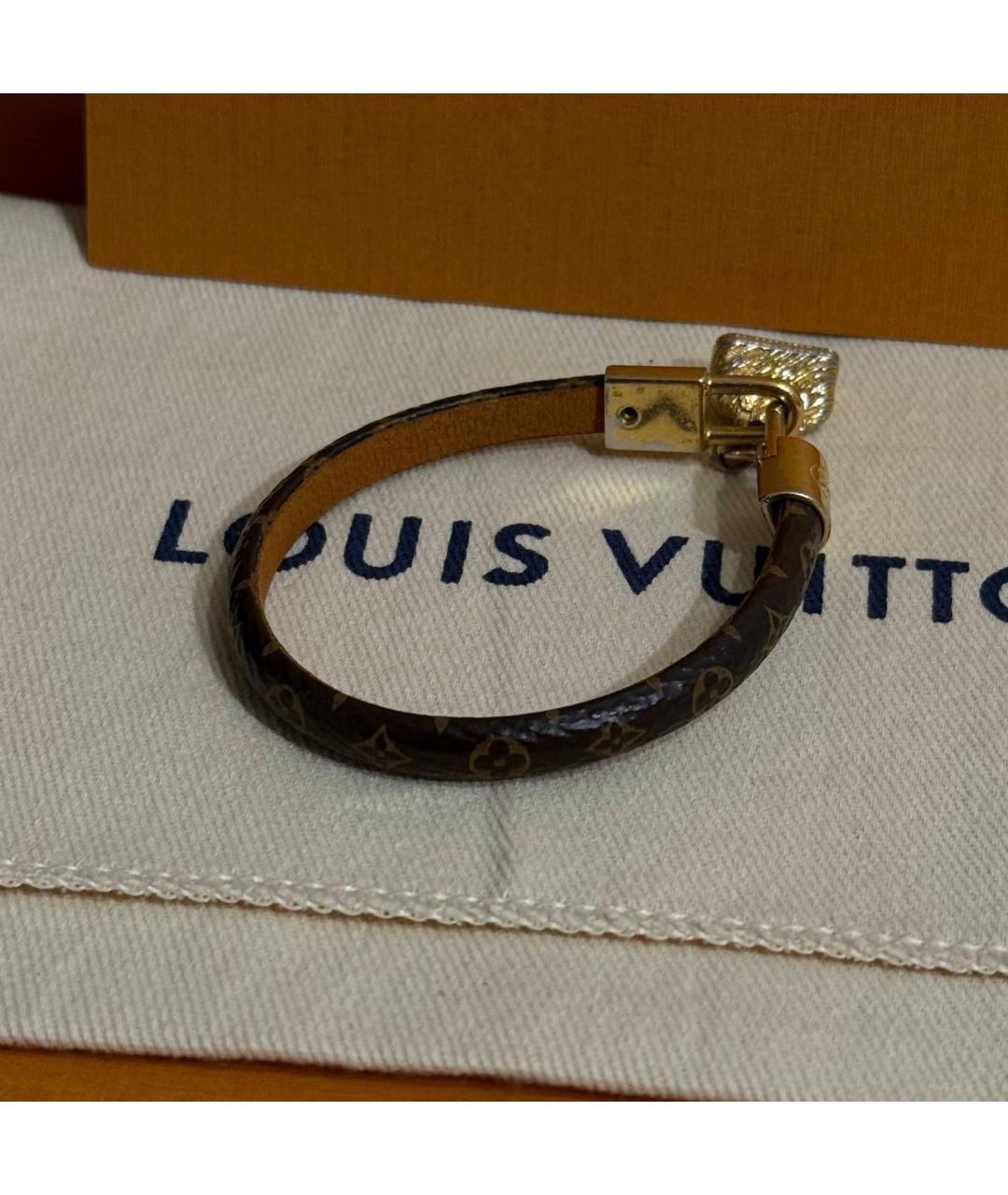 LOUIS VUITTON Коричневый кожаный браслет, фото 2