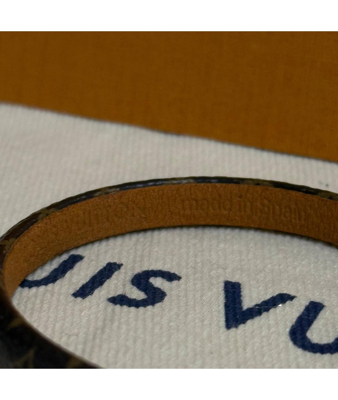 LOUIS VUITTON Коричневый кожаный браслет, фото 5