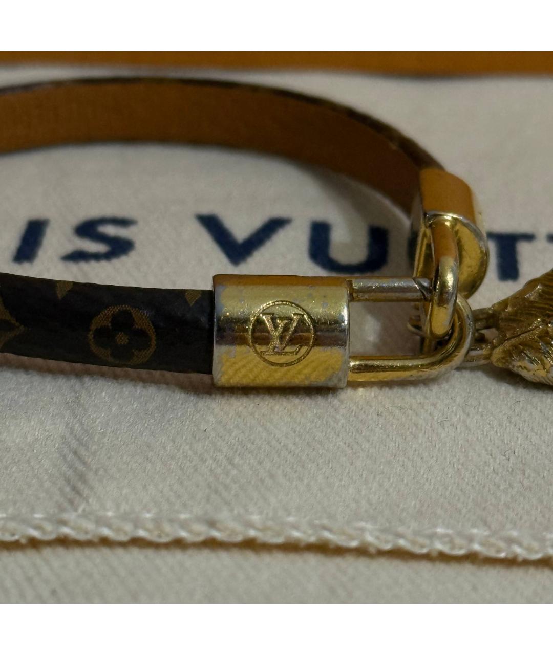 LOUIS VUITTON Коричневый кожаный браслет, фото 3
