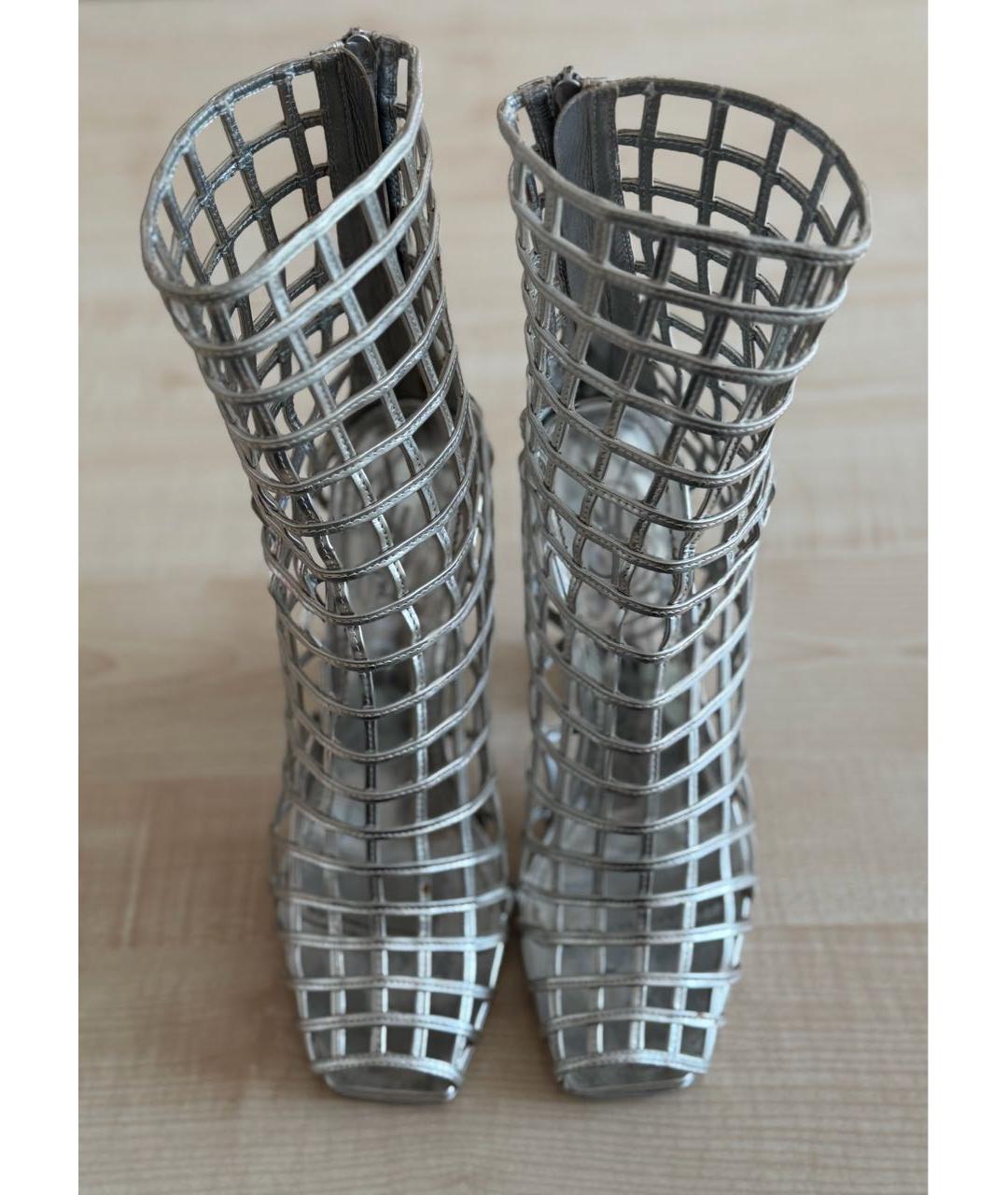 SAINT LAURENT Серебряные кожаные ботильоны, фото 2
