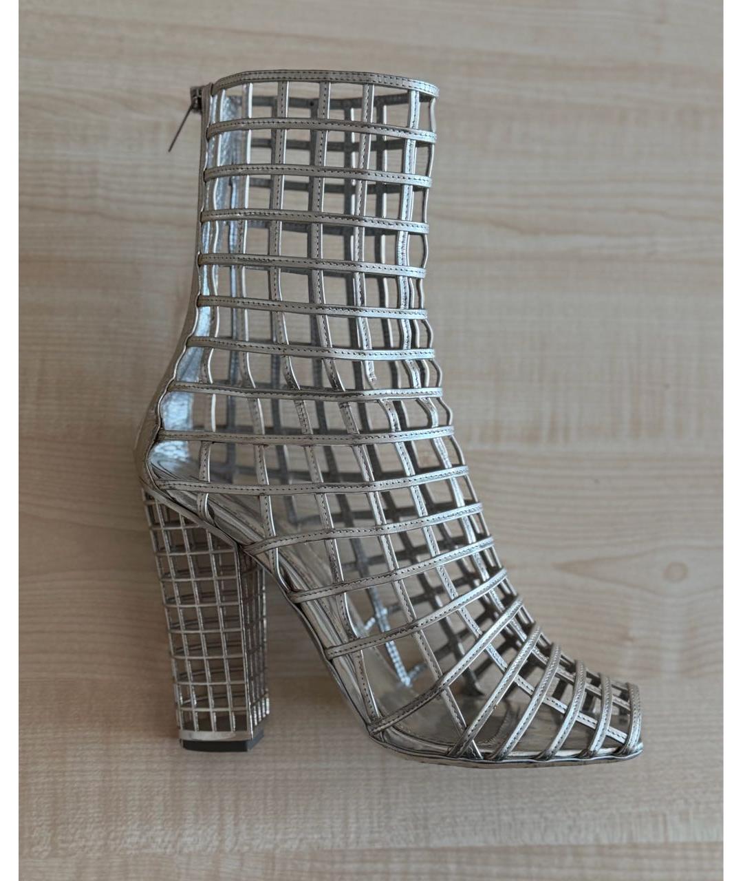 SAINT LAURENT Серебряные кожаные ботильоны, фото 7