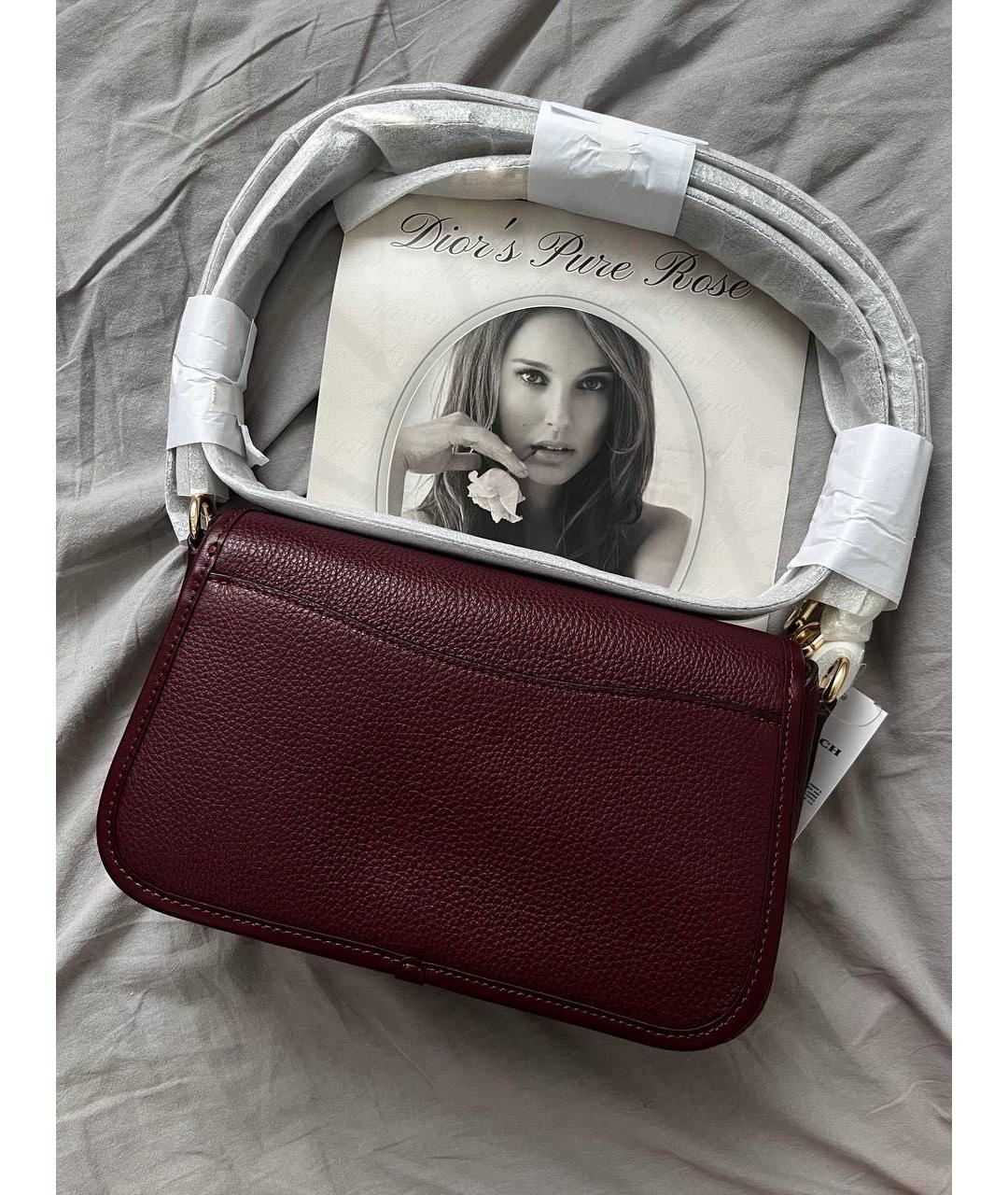 COACH Бордовая кожаная сумка через плечо, фото 3