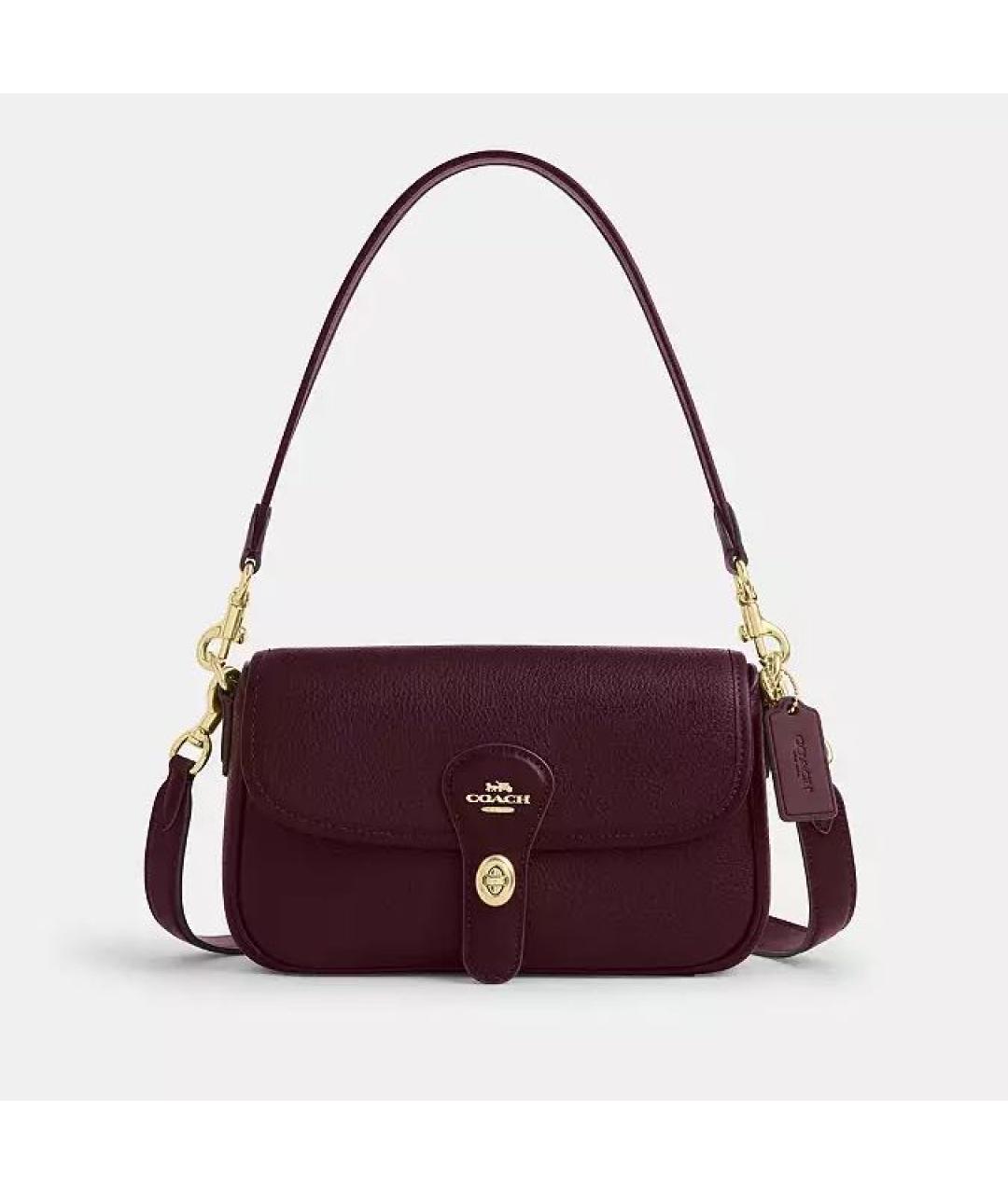 COACH Бордовая кожаная сумка через плечо, фото 6