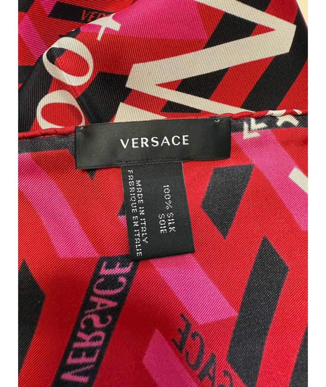 VERSACE Красный шелковый платок, фото 6