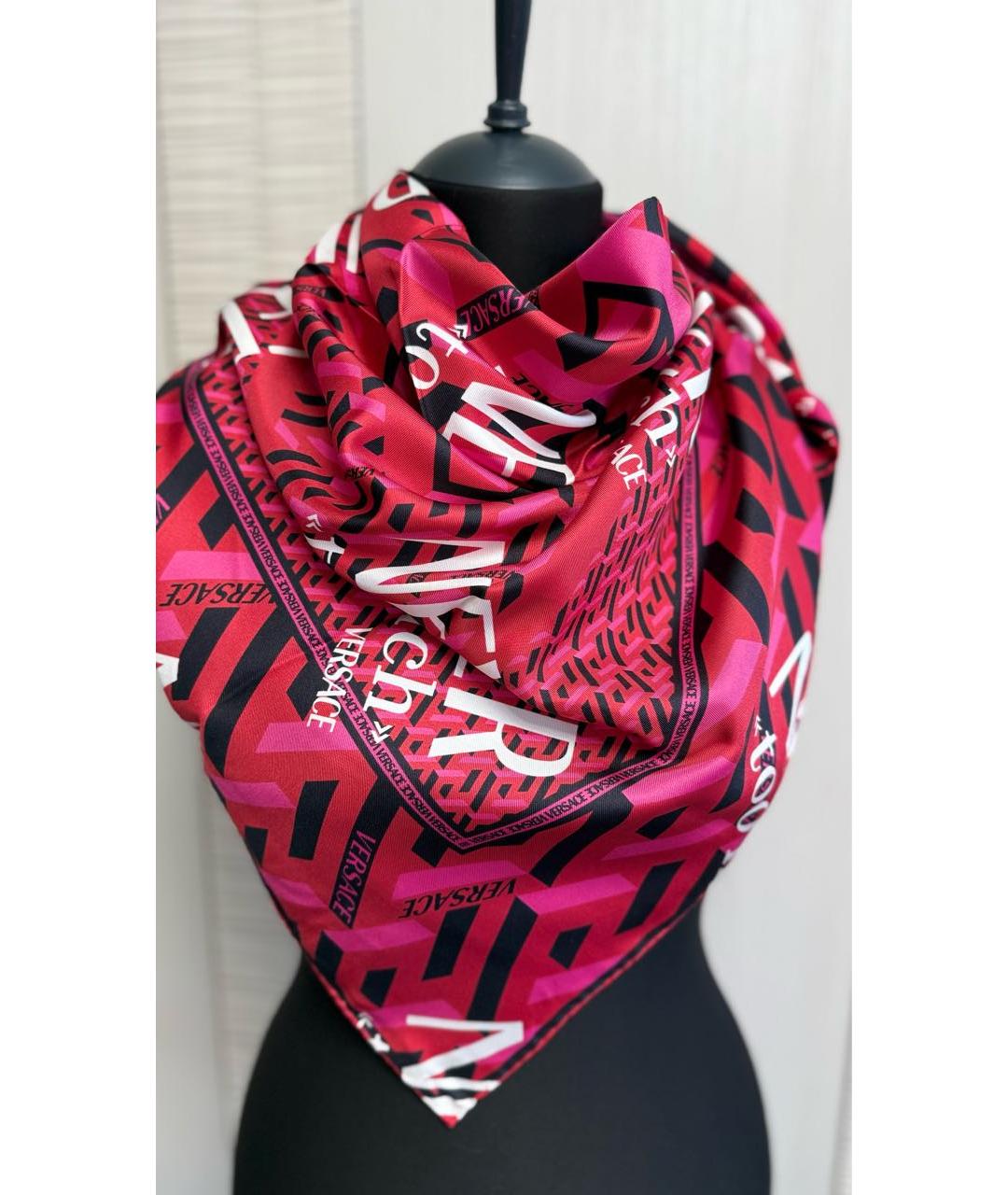 VERSACE Красный шелковый платок, фото 3