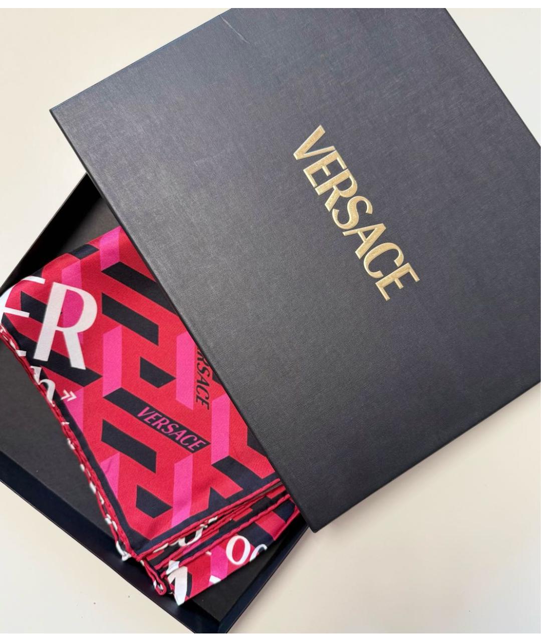 VERSACE Красный шелковый платок, фото 7