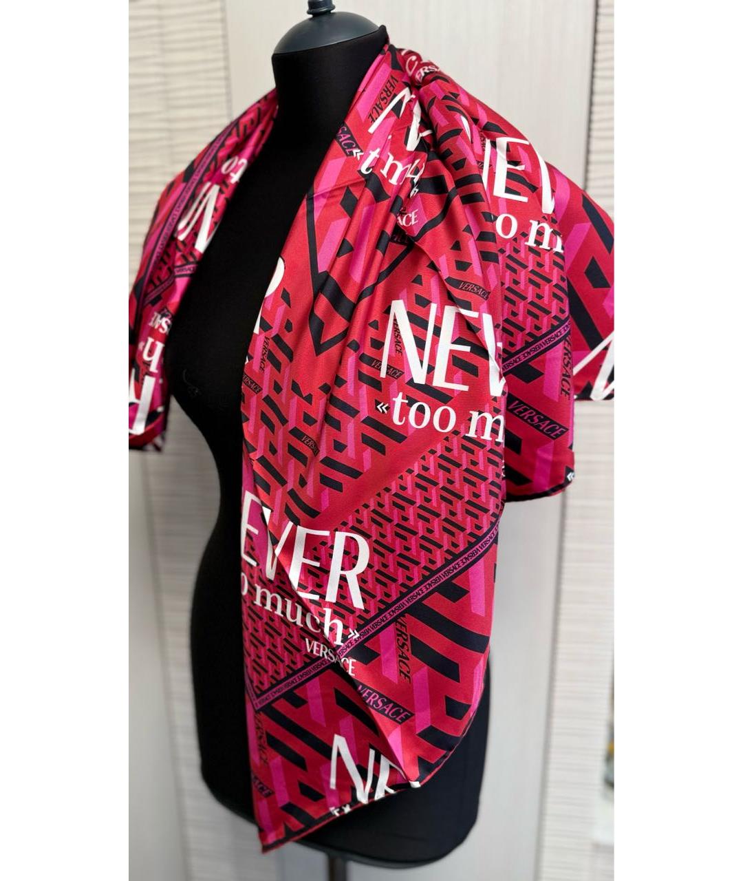 VERSACE Красный шелковый платок, фото 2