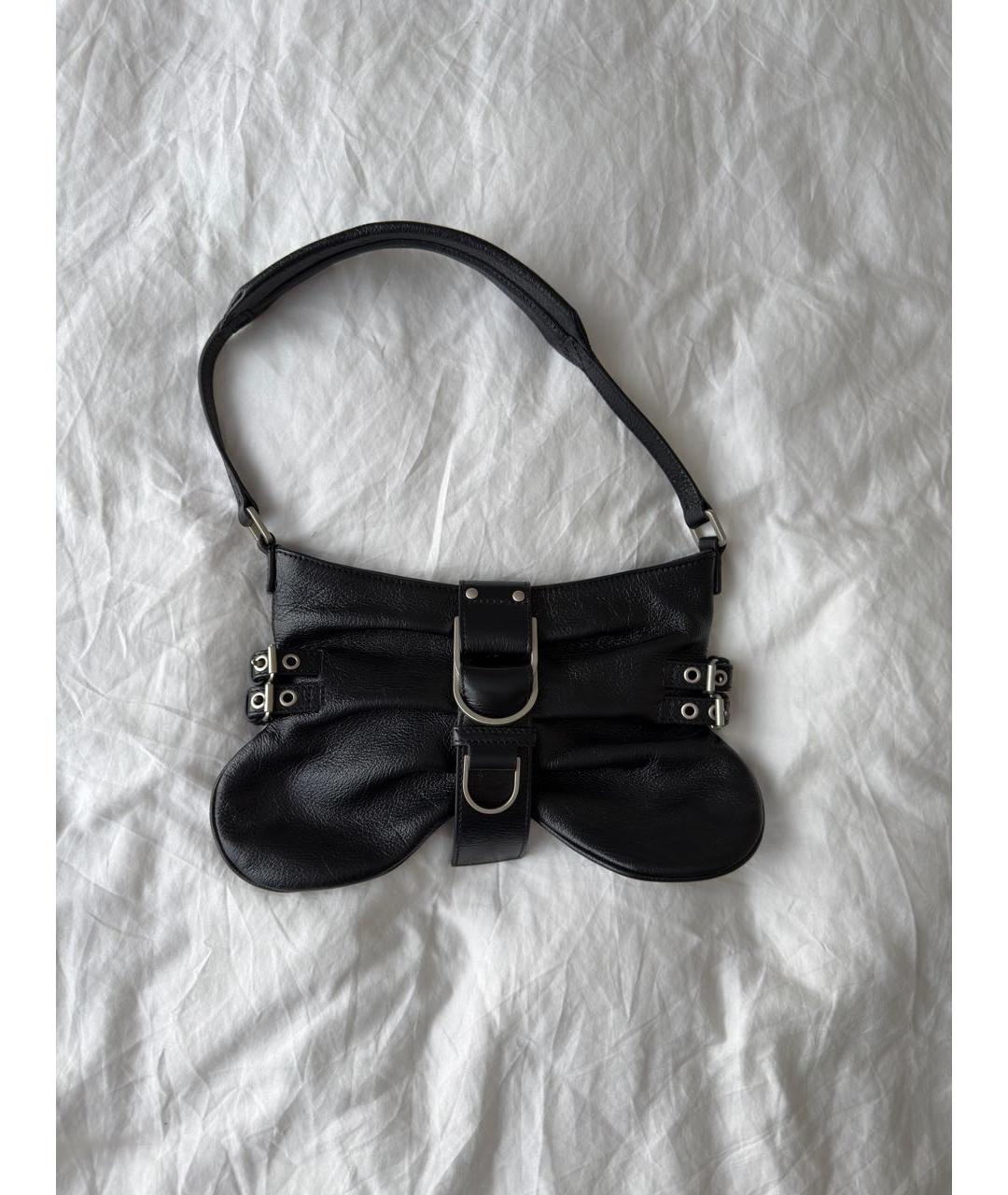 BLUMARINE Черная кожаная сумка через плечо, фото 2