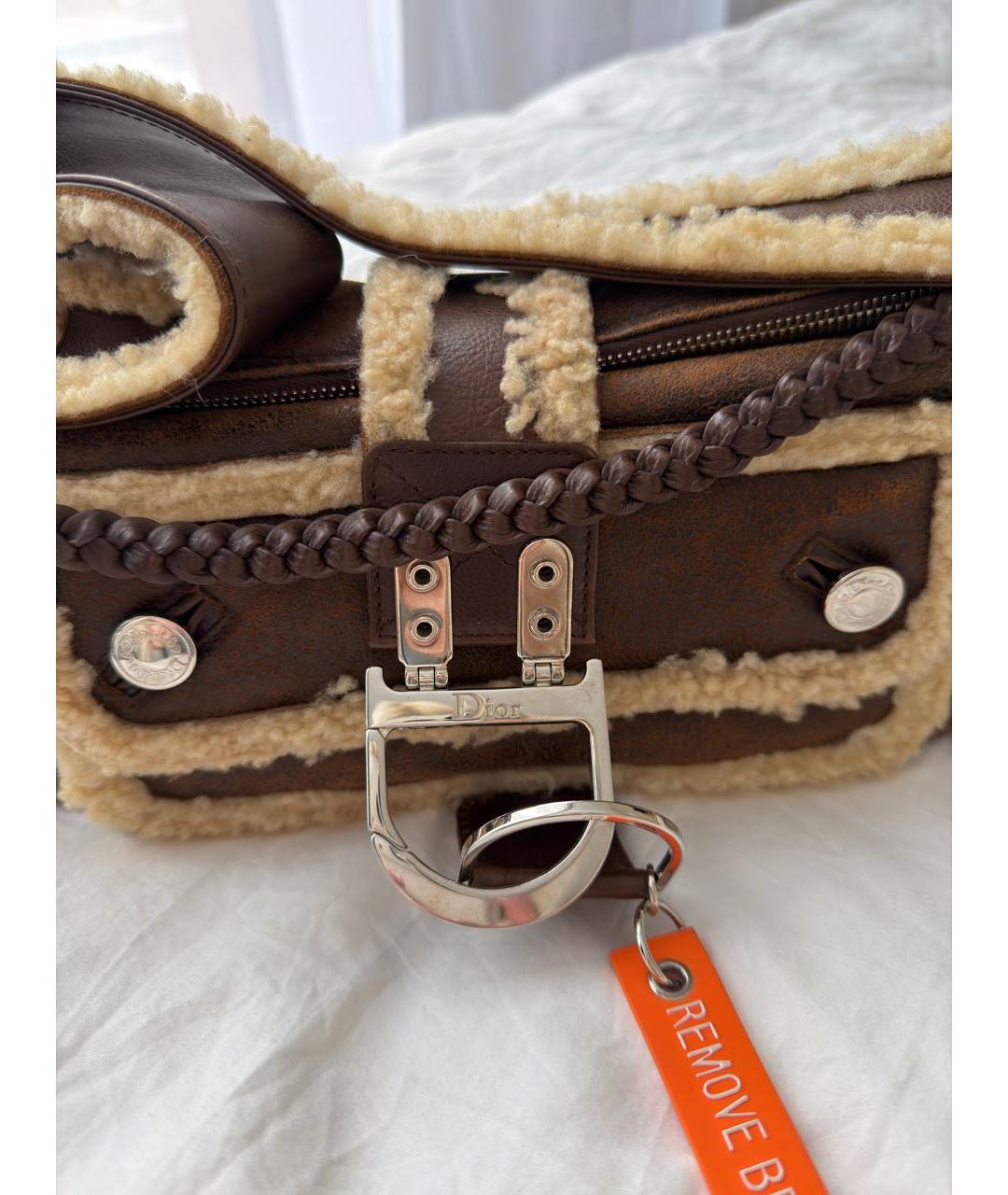CHRISTIAN DIOR Коричневая замшевая сумка через плечо, фото 8