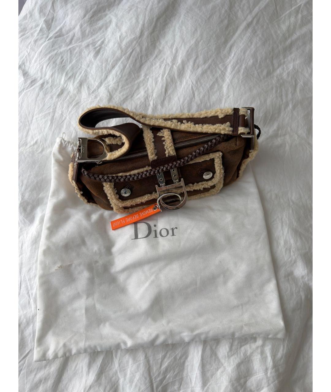 CHRISTIAN DIOR Коричневая замшевая сумка через плечо, фото 3