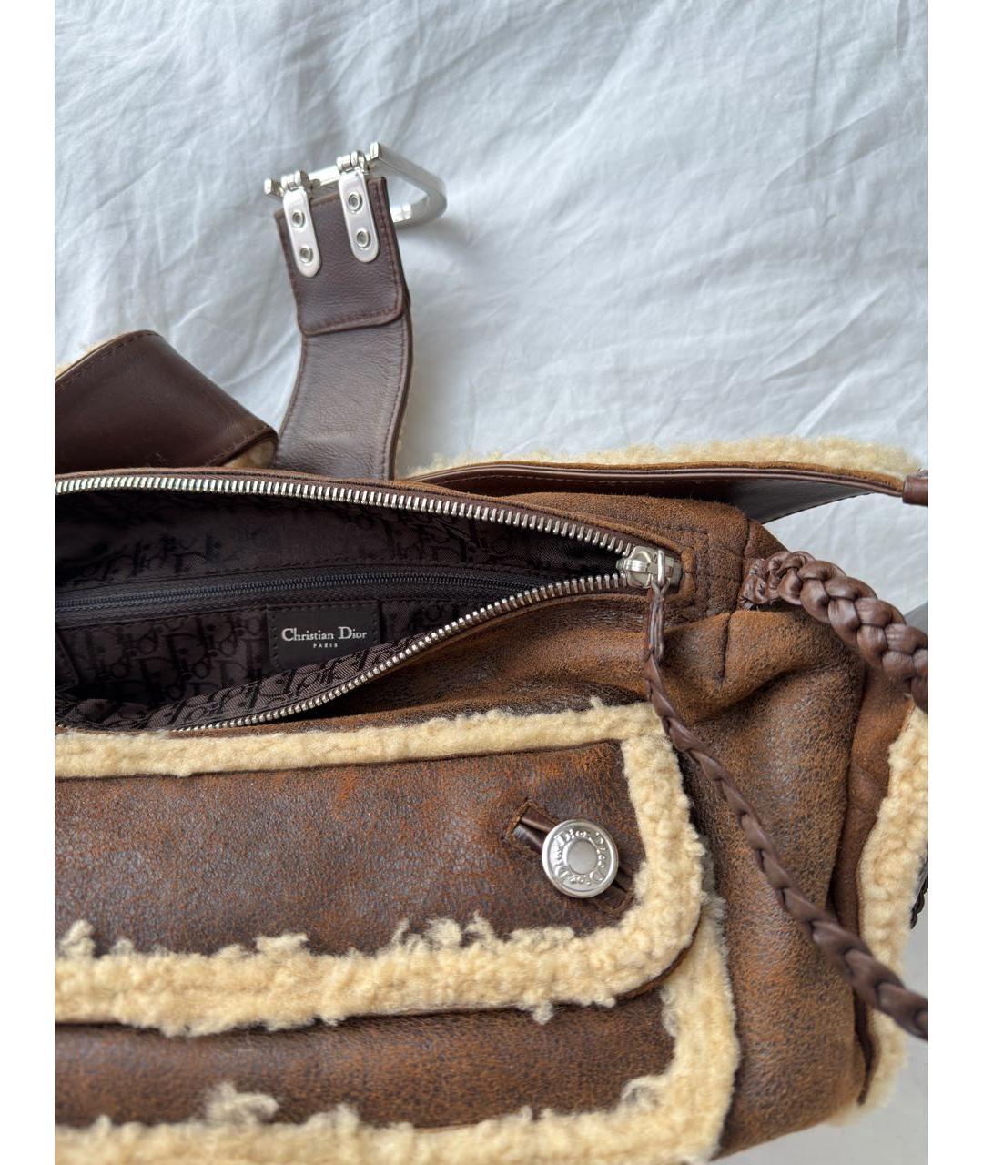 CHRISTIAN DIOR Коричневая замшевая сумка через плечо, фото 6