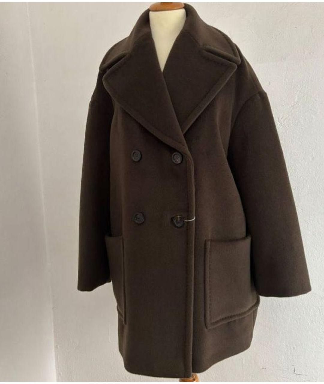 MAX MARA STUDIO Коричневое шерстяное пальто, фото 3