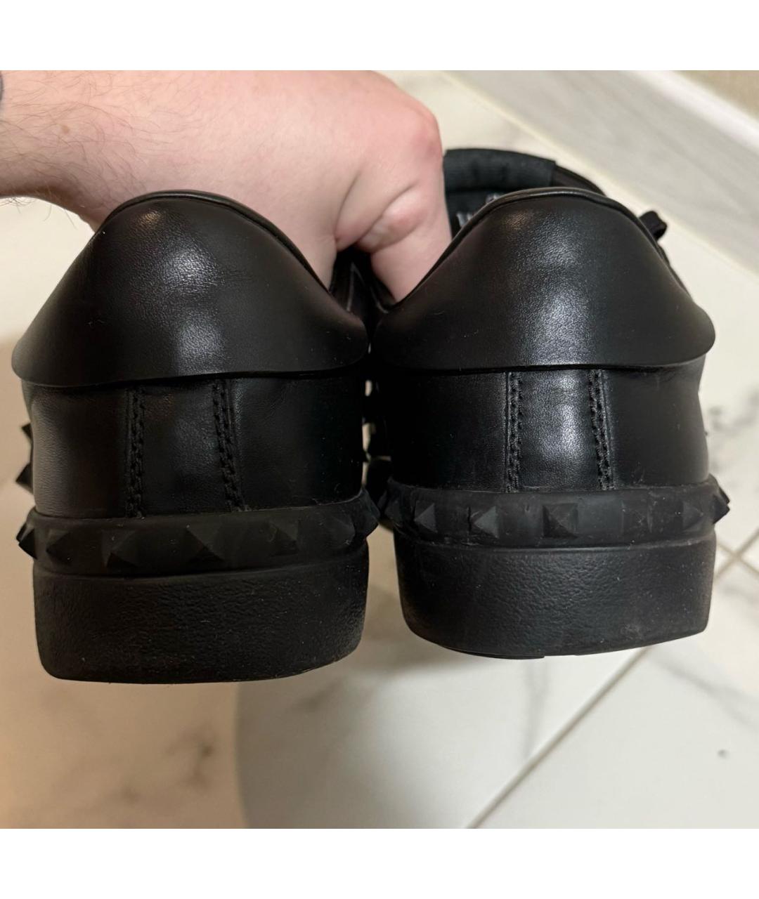 VALENTINO Черные низкие кроссовки / кеды из искусственной кожи, фото 3