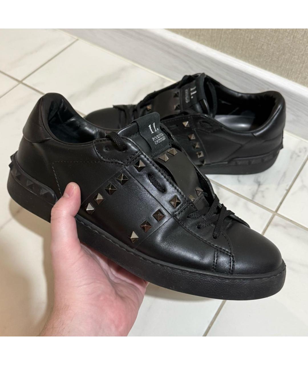 VALENTINO Черные низкие кроссовки / кеды из искусственной кожи, фото 6
