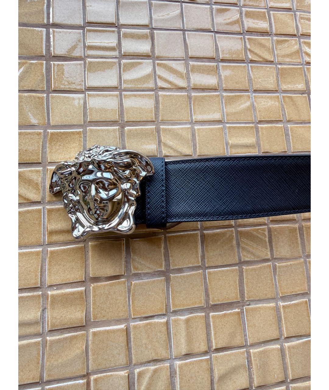 VERSACE Синий кожаный ремень, фото 2