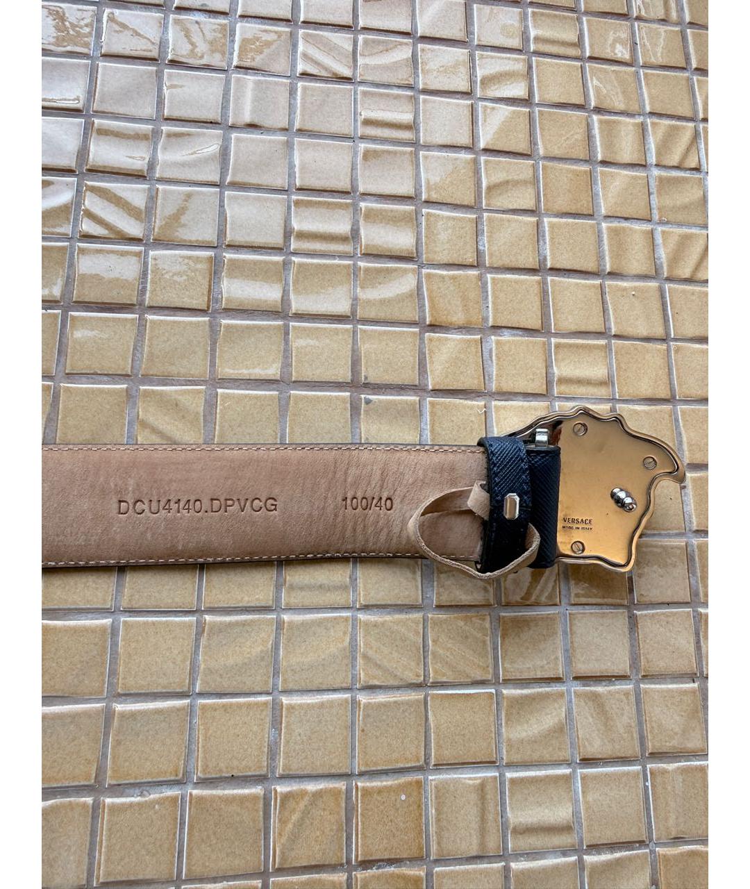 VERSACE Синий кожаный ремень, фото 4