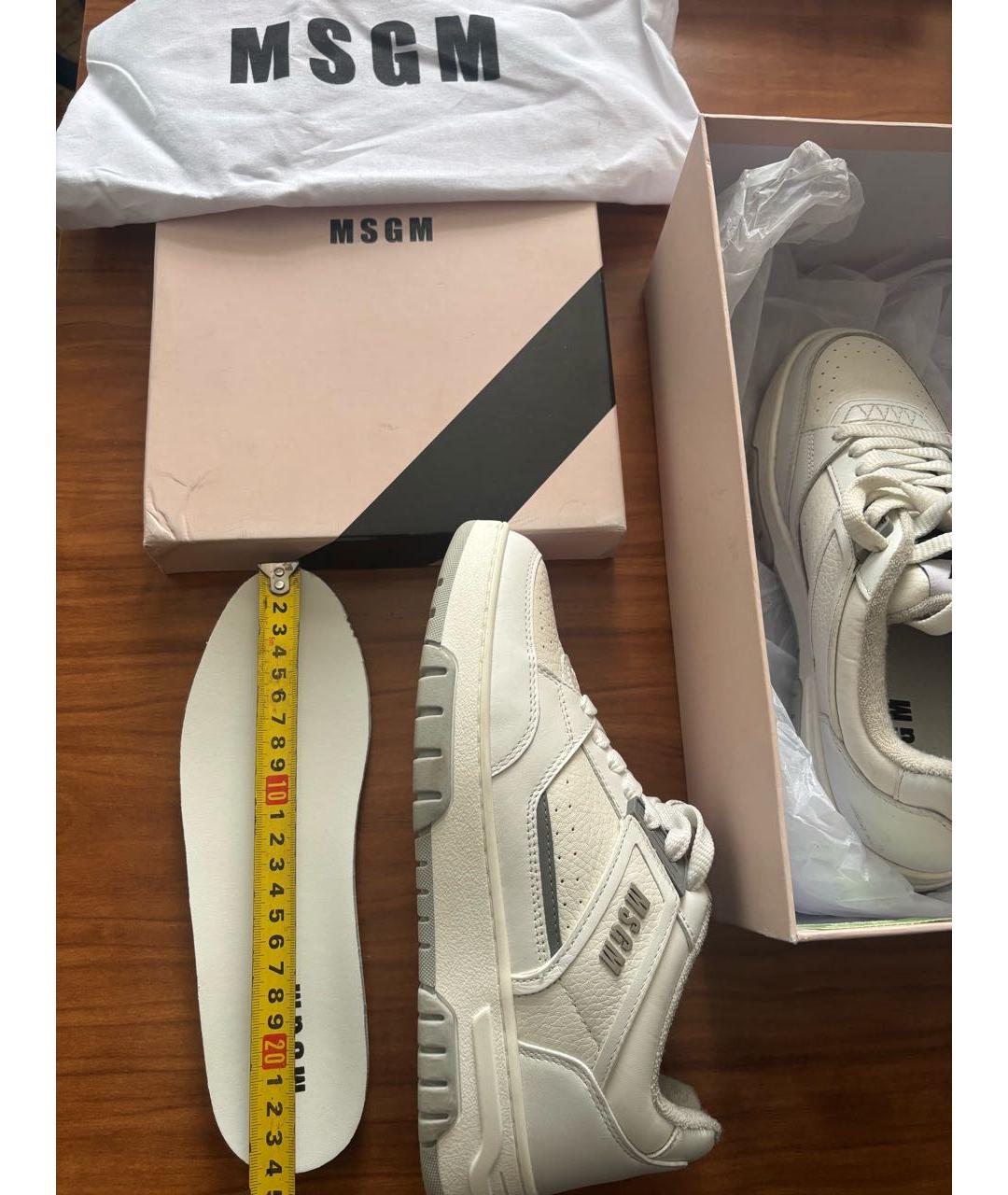 MSGM Белые кожаные кроссовки, фото 5