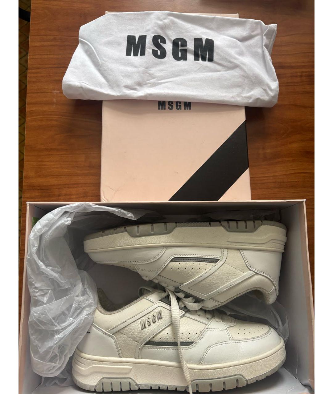 MSGM Белые кожаные кроссовки, фото 4