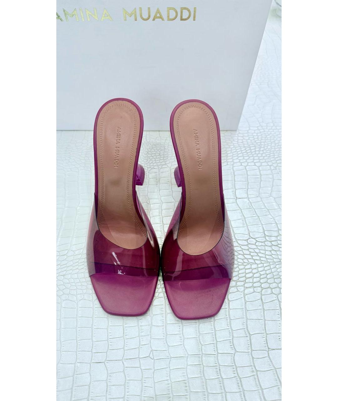 Amina Muaddi Фуксия резиновые мюли, фото 2
