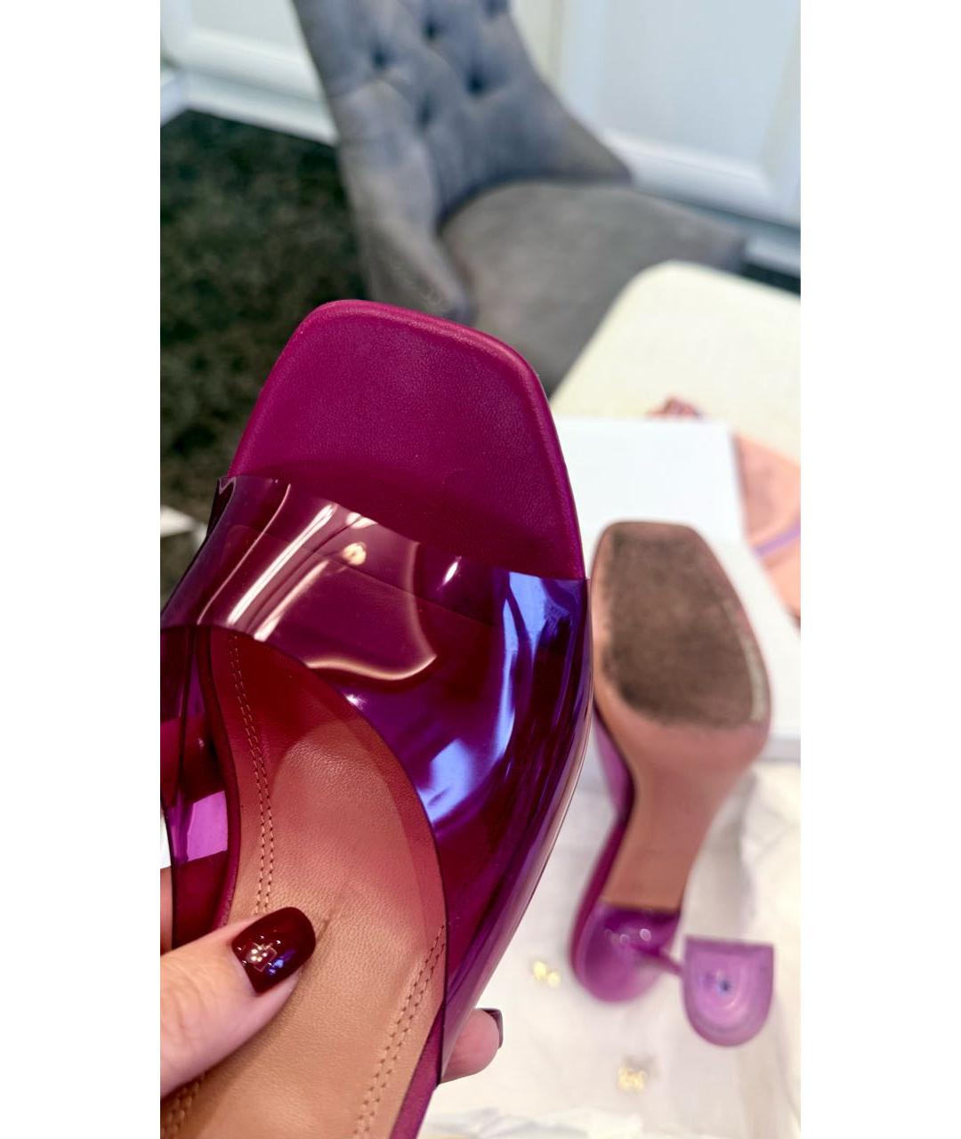 Amina Muaddi Фуксия резиновые мюли, фото 4