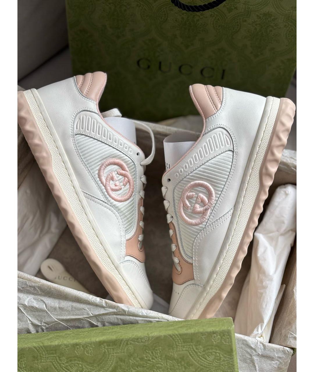 GUCCI Белые кожаные кеды, фото 6