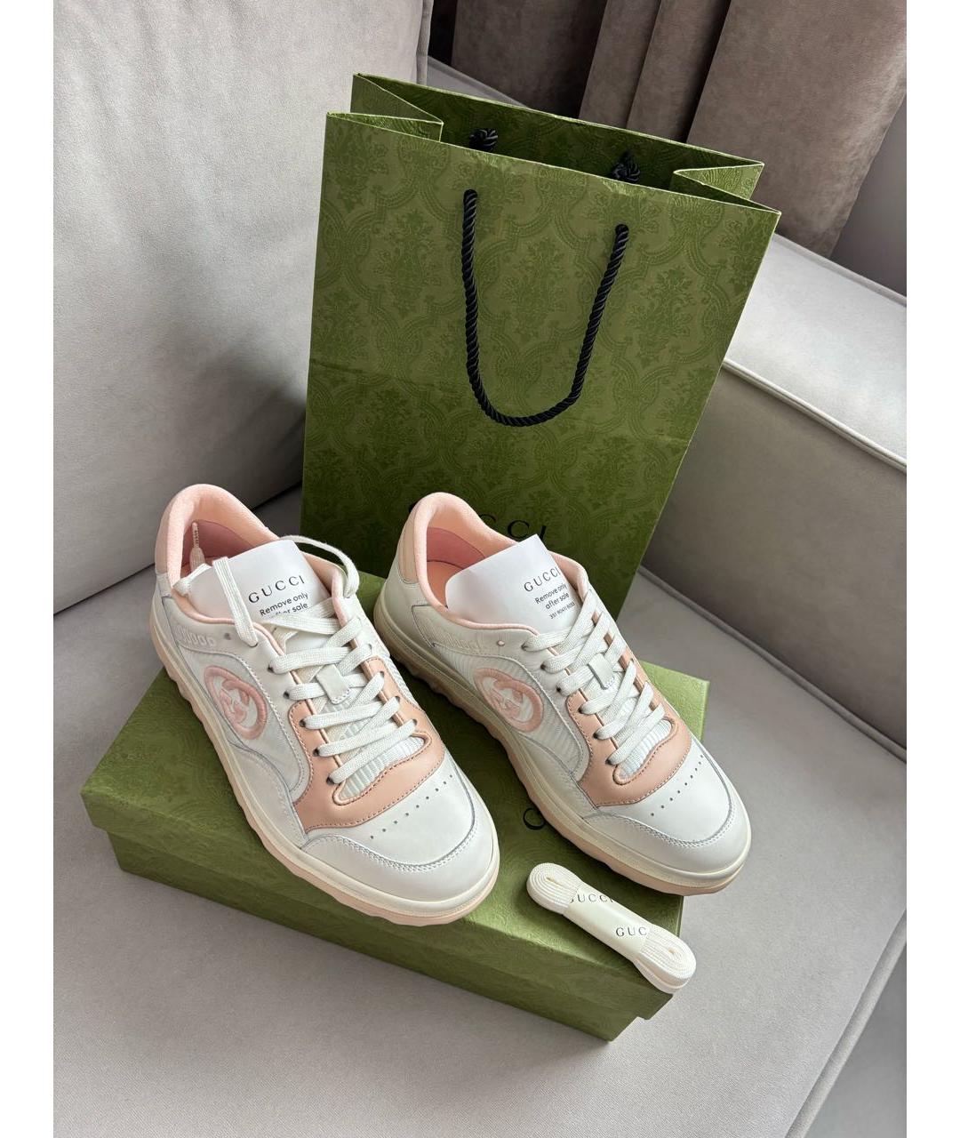 GUCCI Белые кожаные кеды, фото 5