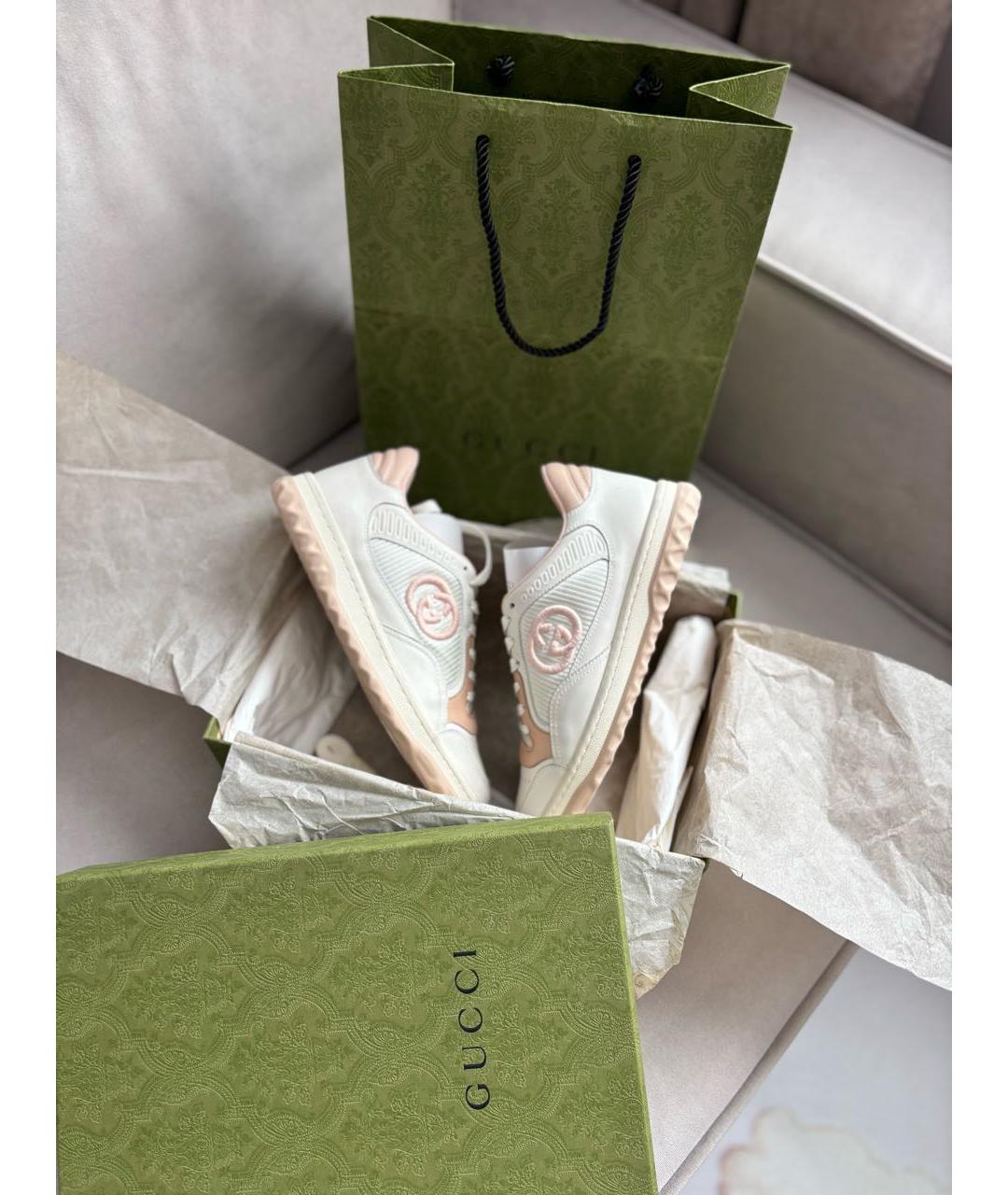 GUCCI Белые кожаные кеды, фото 7