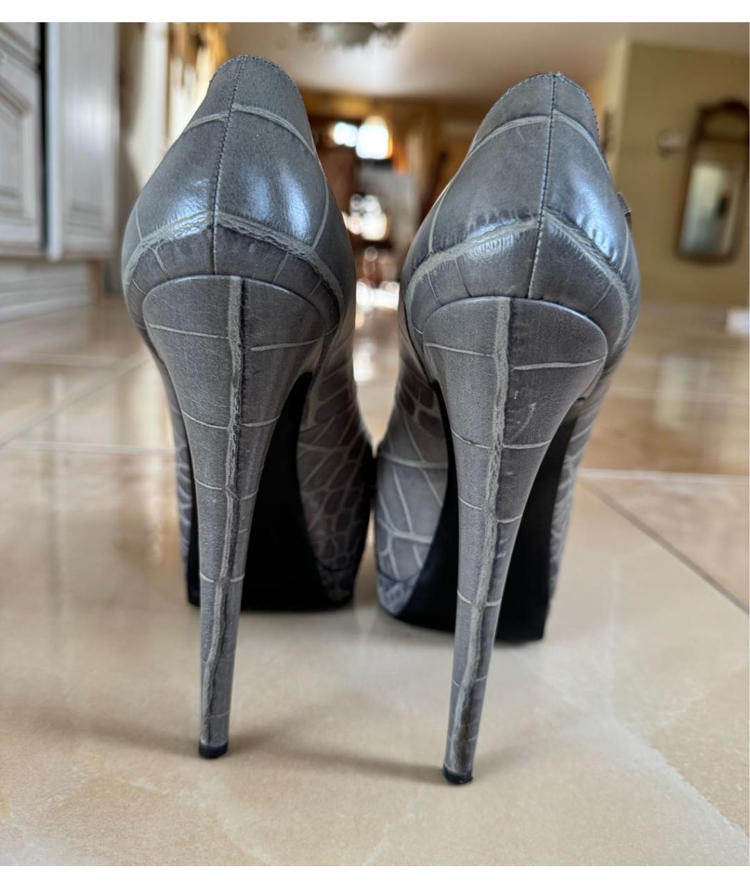 PHILIPP PLEIN Серые кожаные туфли, фото 4