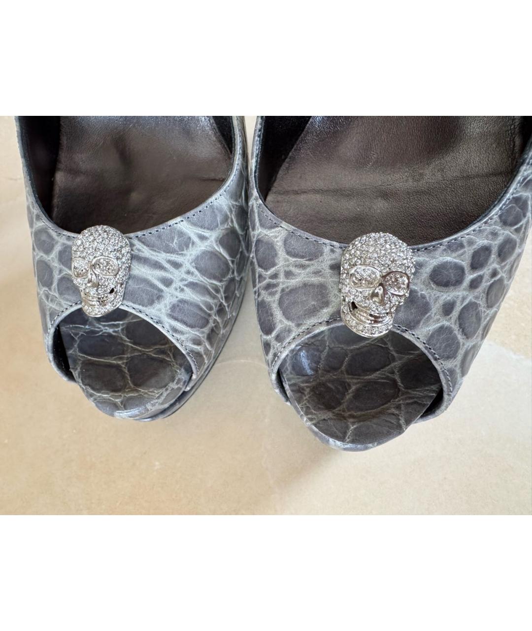 PHILIPP PLEIN Серые кожаные туфли, фото 5