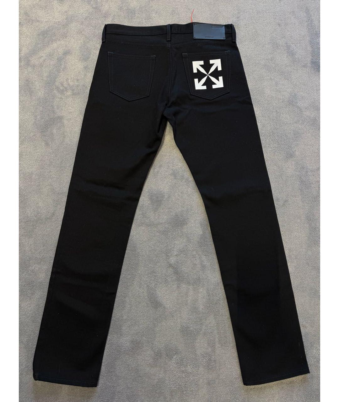 OFF-WHITE Черные хлопко-полиэстеровые прямые джинсы, фото 2