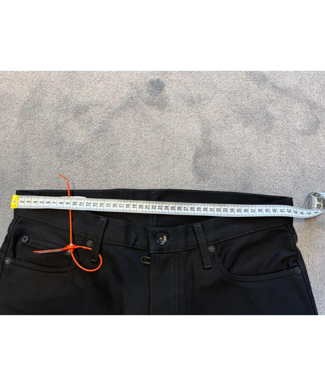 OFF-WHITE Черные хлопко-полиэстеровые прямые джинсы, фото 4