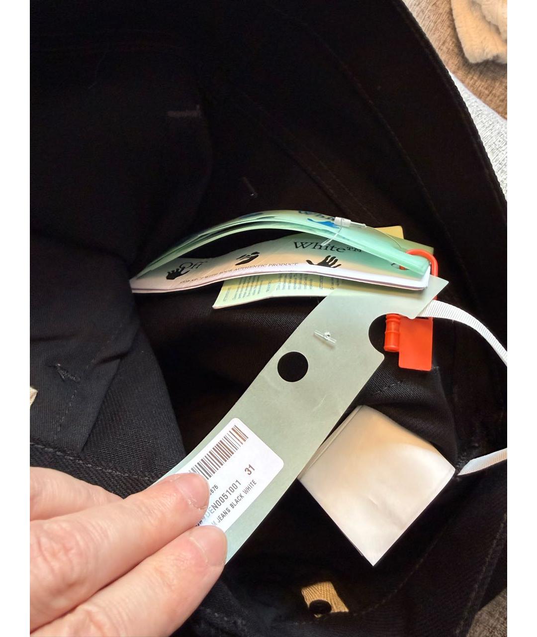 OFF-WHITE Черные хлопко-полиэстеровые прямые джинсы, фото 8