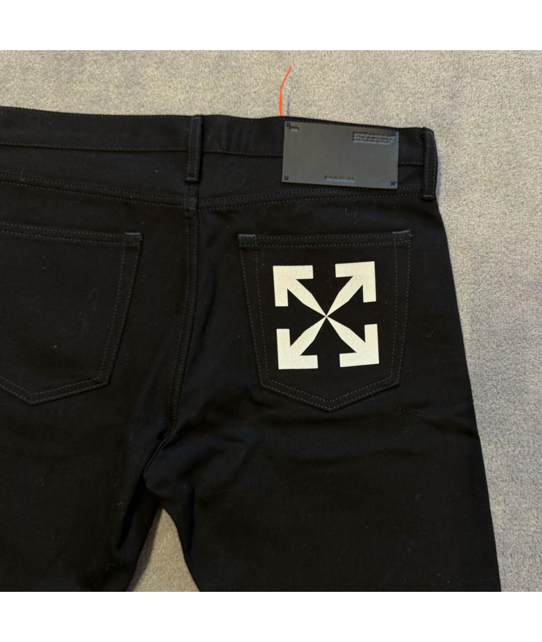 OFF-WHITE Черные хлопко-полиэстеровые прямые джинсы, фото 5