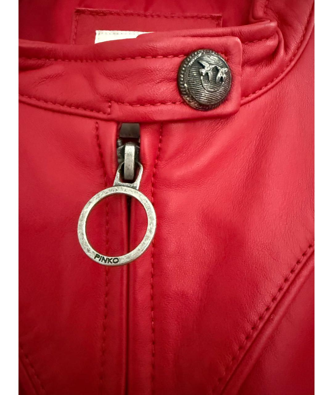 PINKO Красная кожаная куртка, фото 3