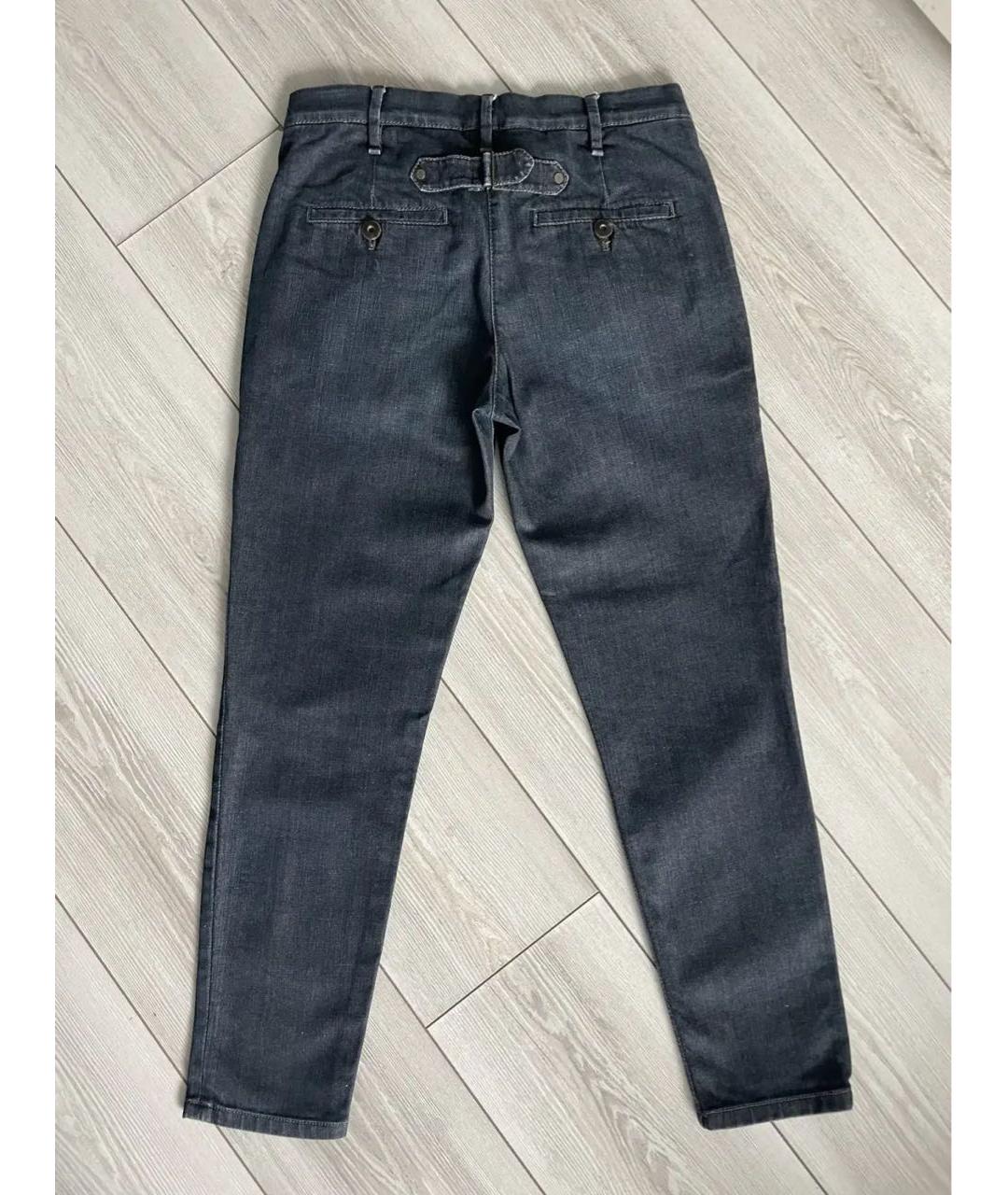 BRUNELLO CUCINELLI Синие хлопко-эластановые прямые джинсы, фото 8