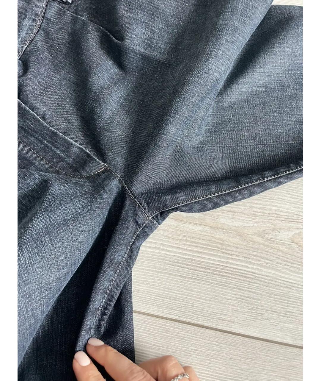 BRUNELLO CUCINELLI Синие хлопко-эластановые прямые джинсы, фото 4