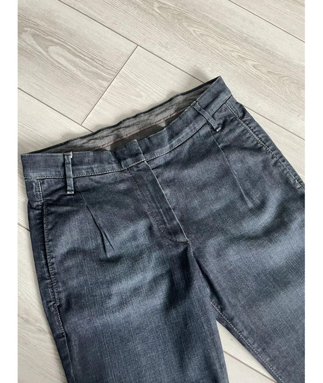 BRUNELLO CUCINELLI Синие хлопко-эластановые прямые джинсы, фото 2