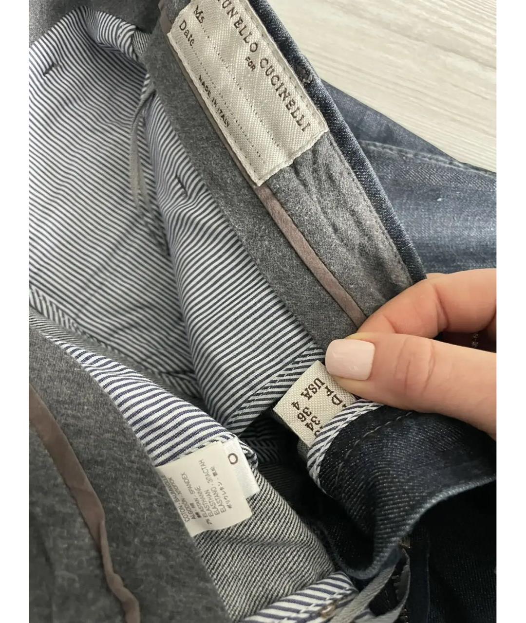 BRUNELLO CUCINELLI Синие хлопко-эластановые прямые джинсы, фото 5