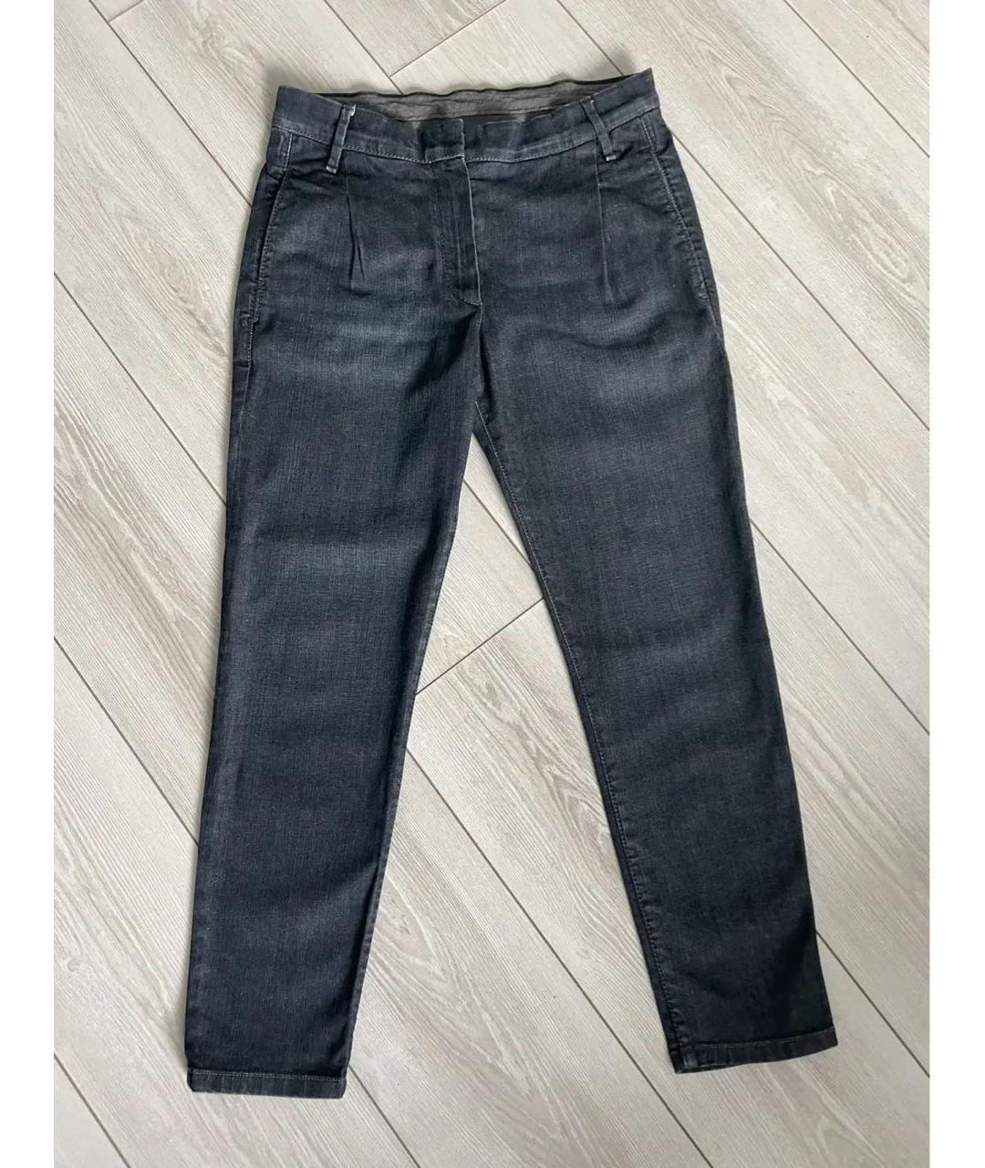 BRUNELLO CUCINELLI Синие хлопко-эластановые прямые джинсы, фото 9