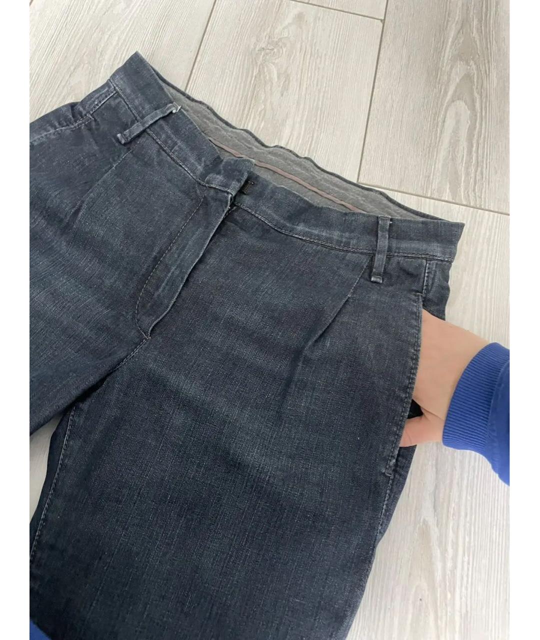 BRUNELLO CUCINELLI Синие хлопко-эластановые прямые джинсы, фото 3