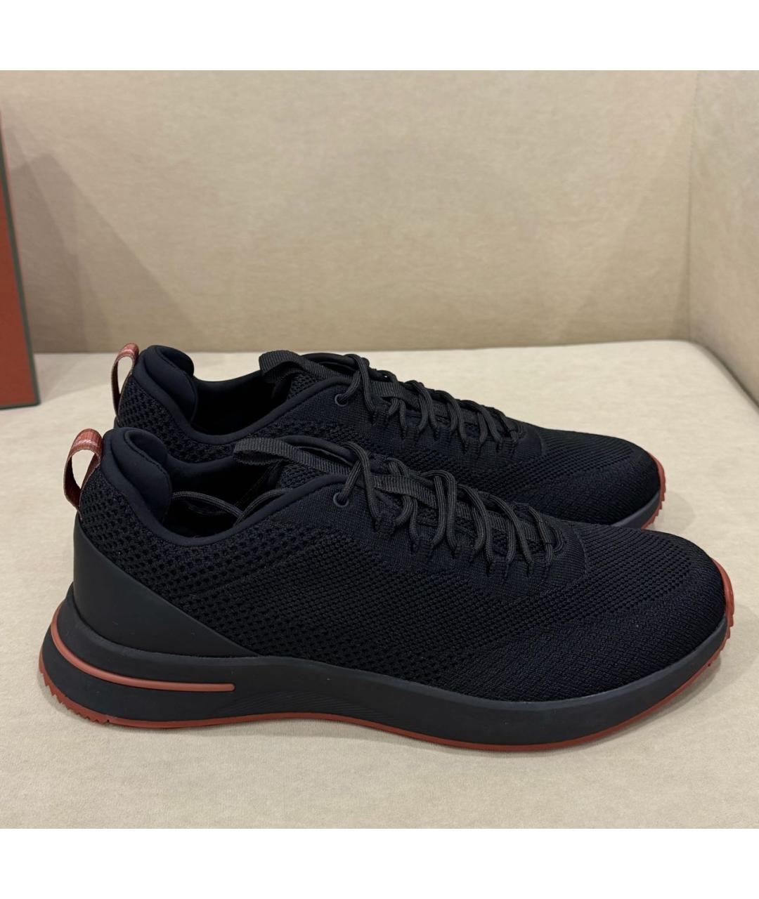 LORO PIANA Черные текстильные низкие кроссовки / кеды, фото 6