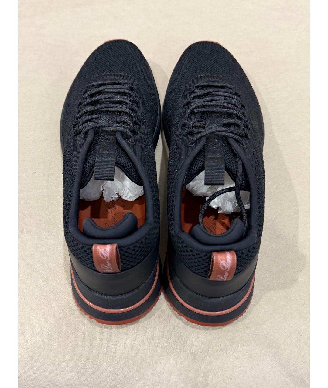 LORO PIANA Черные текстильные низкие кроссовки / кеды, фото 3