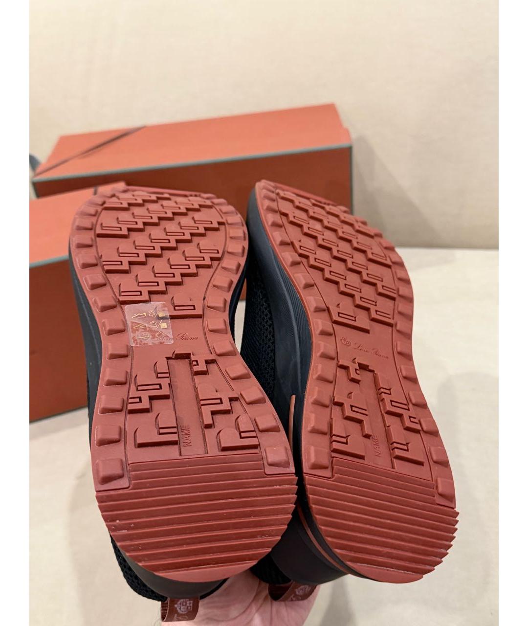 LORO PIANA Черные текстильные низкие кроссовки / кеды, фото 5