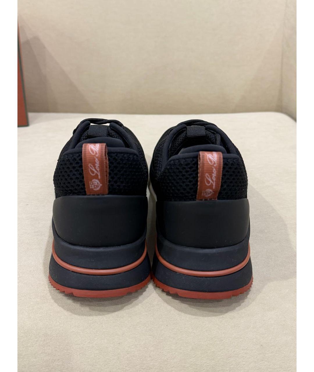 LORO PIANA Черные текстильные низкие кроссовки / кеды, фото 4