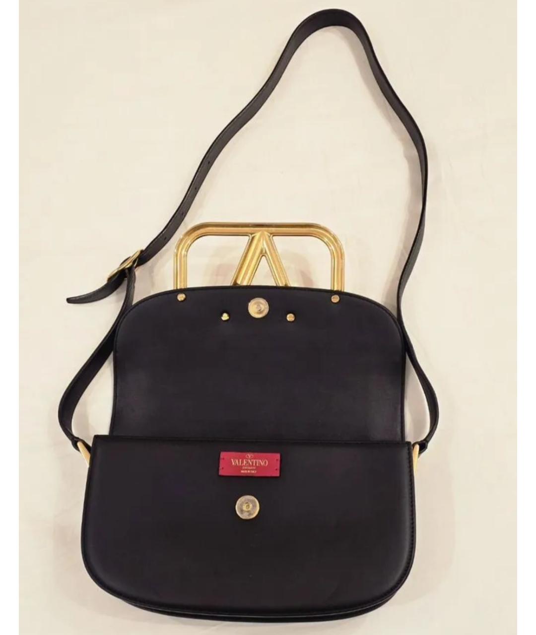 VALENTINO Черная кожаная сумка через плечо, фото 5