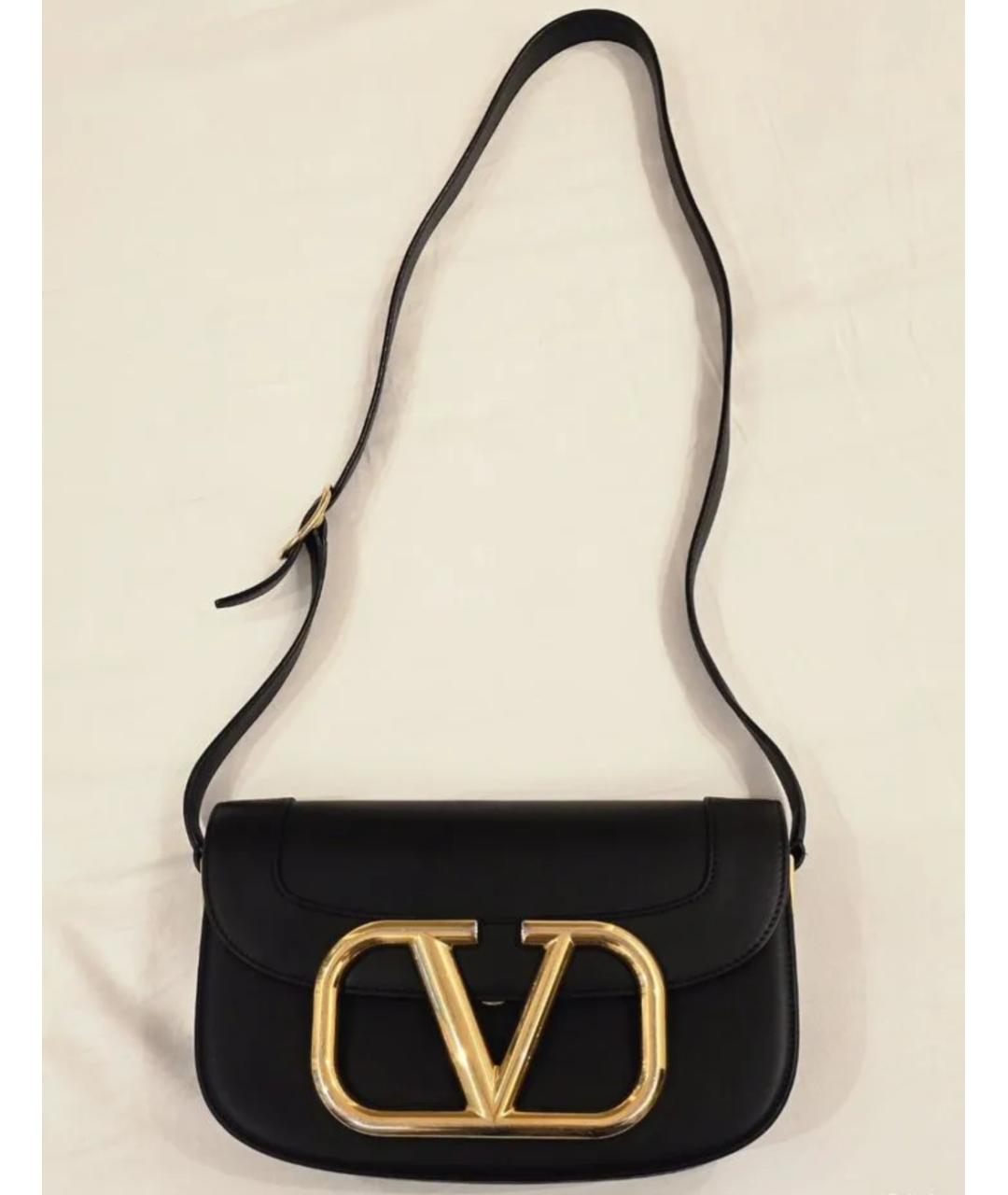VALENTINO Черная кожаная сумка через плечо, фото 3