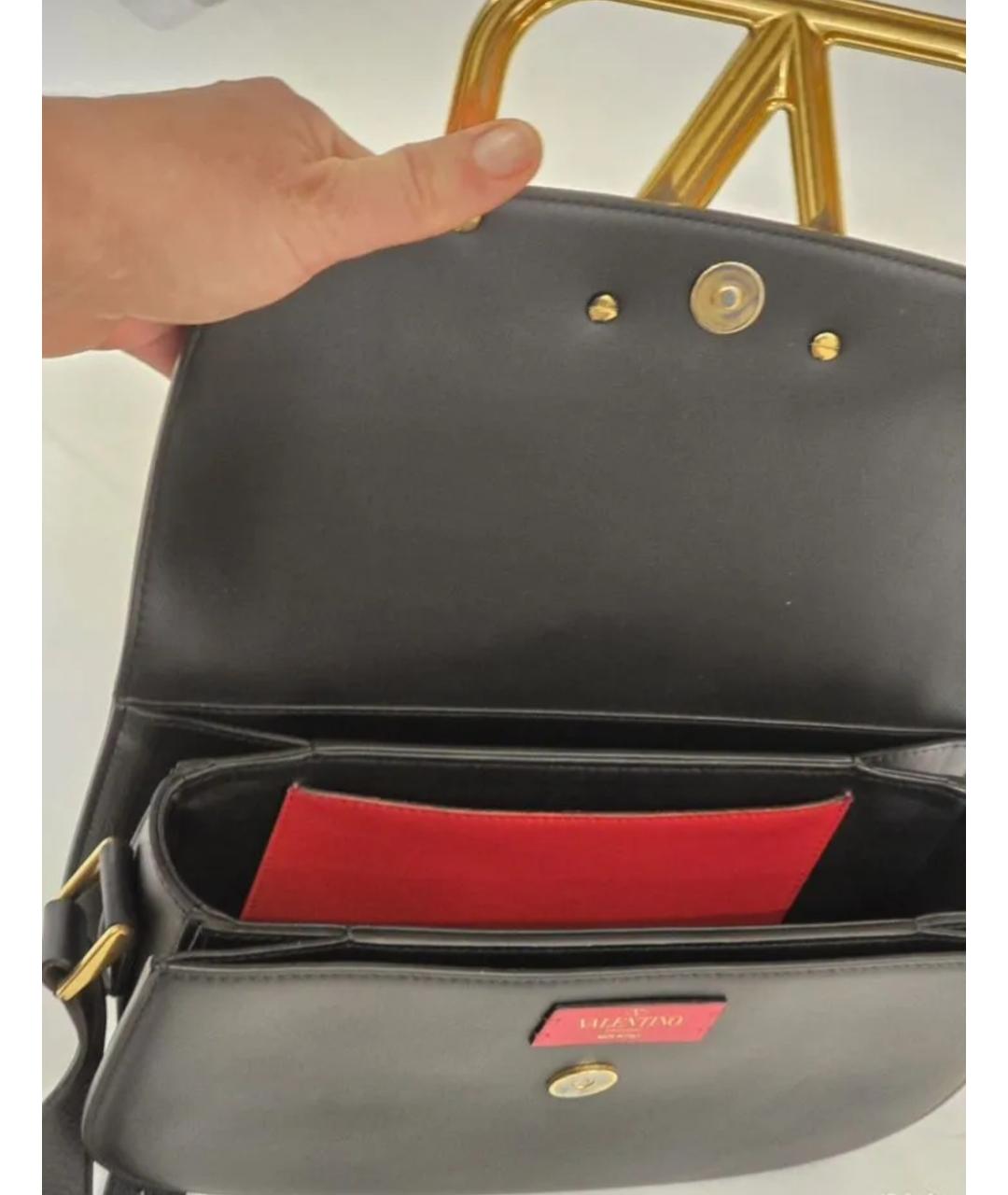 VALENTINO Черная кожаная сумка через плечо, фото 9