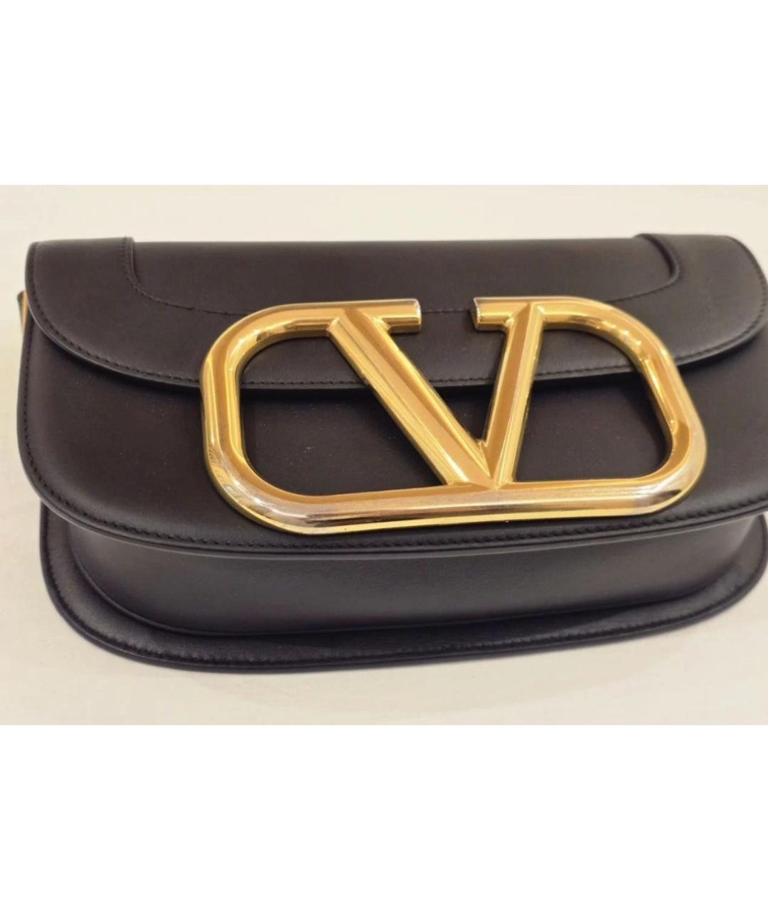 VALENTINO Черная кожаная сумка через плечо, фото 2