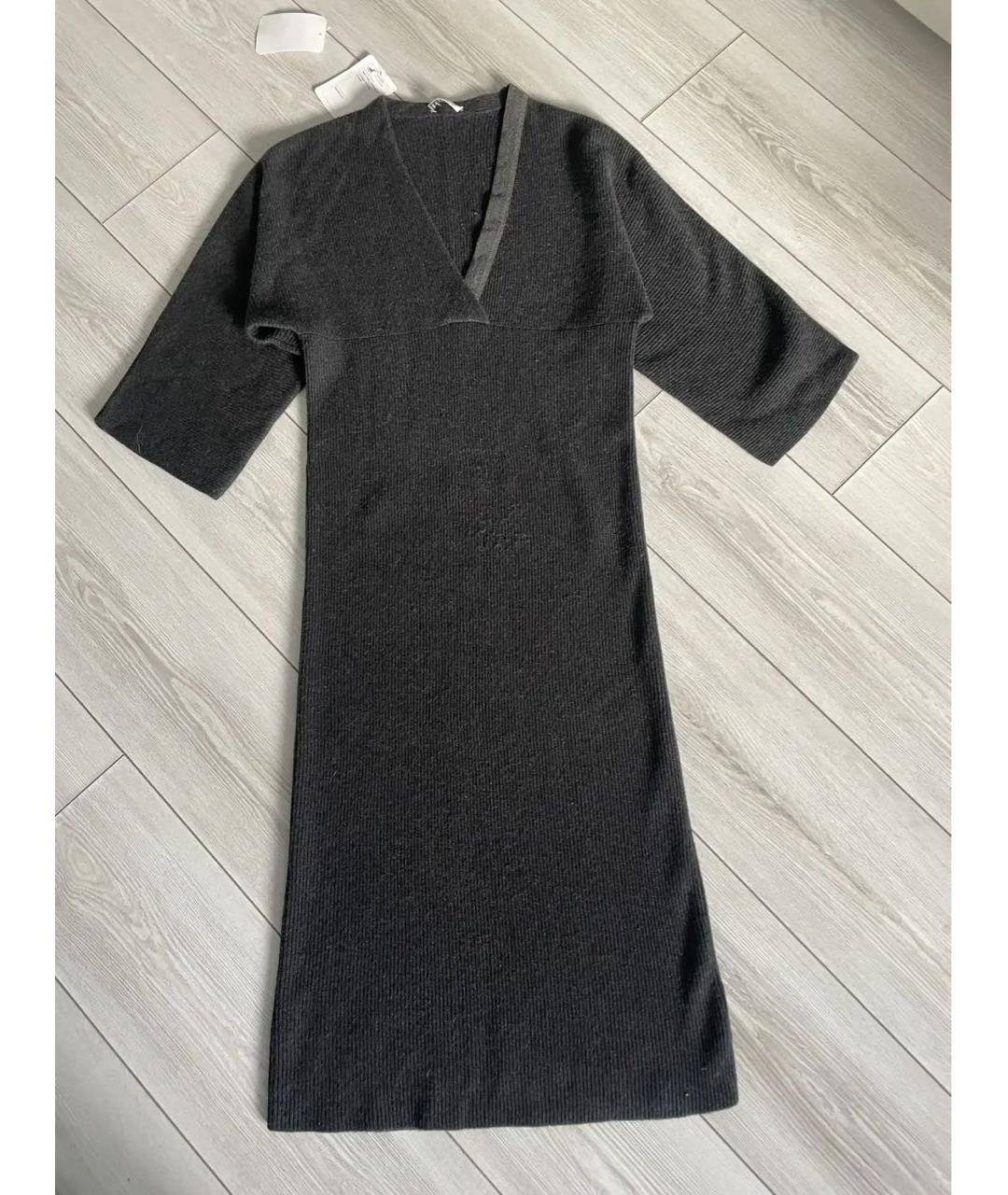 BRUNELLO CUCINELLI Антрацитовое шерстяное повседневное платье, фото 7