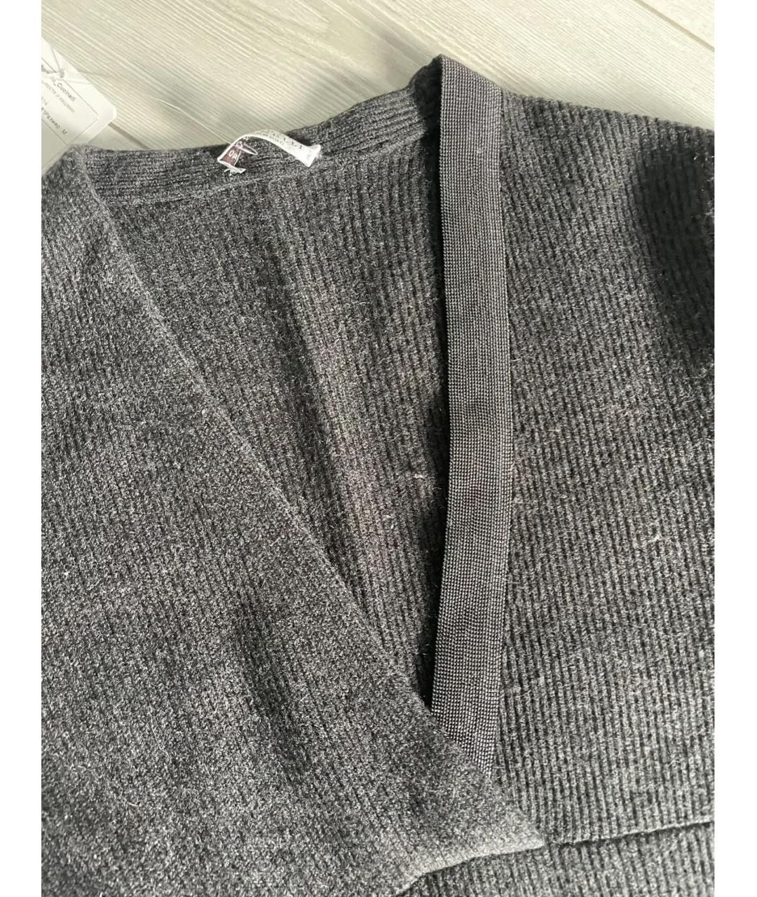 BRUNELLO CUCINELLI Антрацитовое шерстяное повседневное платье, фото 3